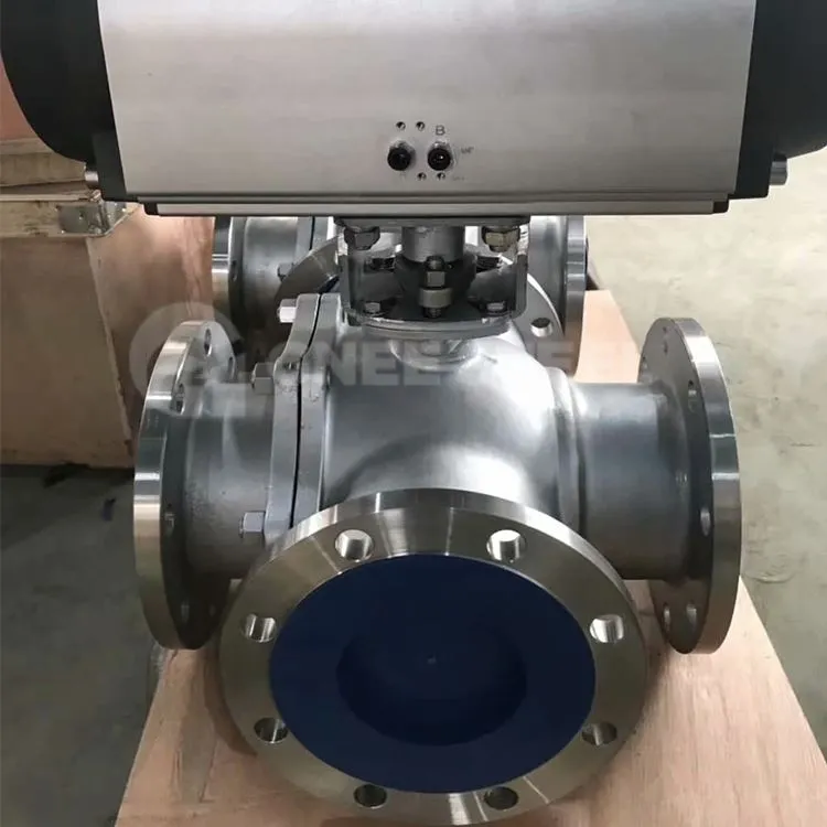 Pnevmatik zanglamaydigan po'latdan yasalgan 3 tomonlama sharli vana